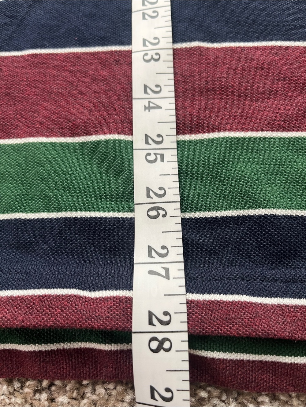 Old Navy Men's Striped Polo - Burgundy, Green & Black - Picture 7 of 8
